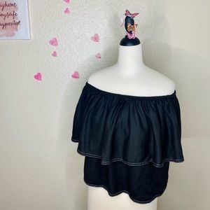 Zara Woman The Denim Off The Shoulder Top size XS